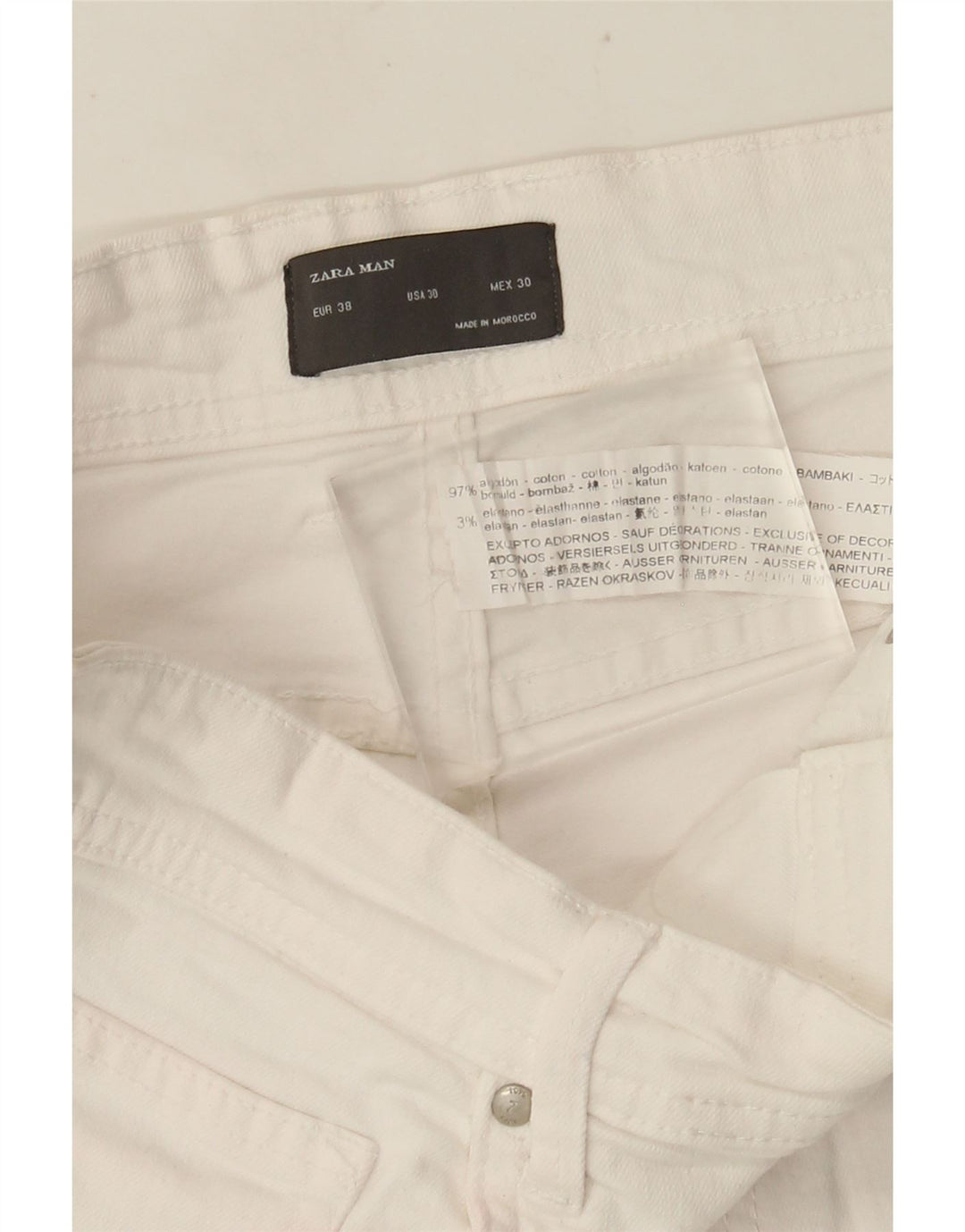Zara Herren Distressed Cropped Jeans EU 38 Small W30 L25 Weiße Baumwolle