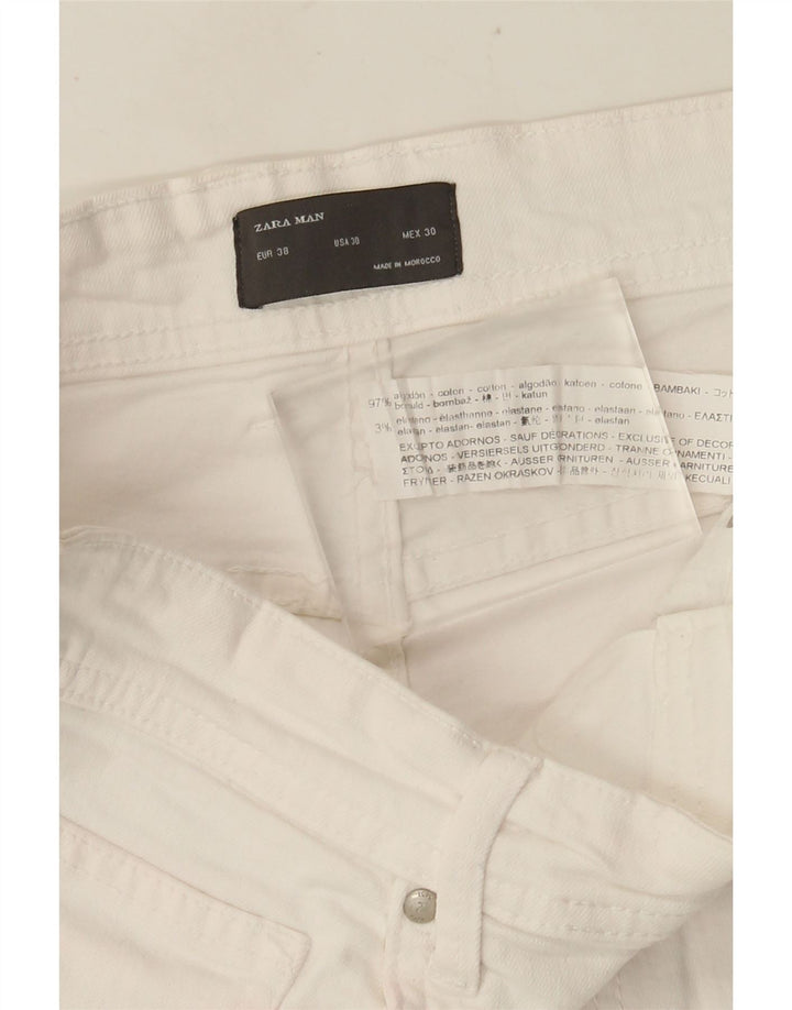 Zara Herren Distressed Cropped Jeans EU 38 Small W30 L25 Weiße Baumwolle
