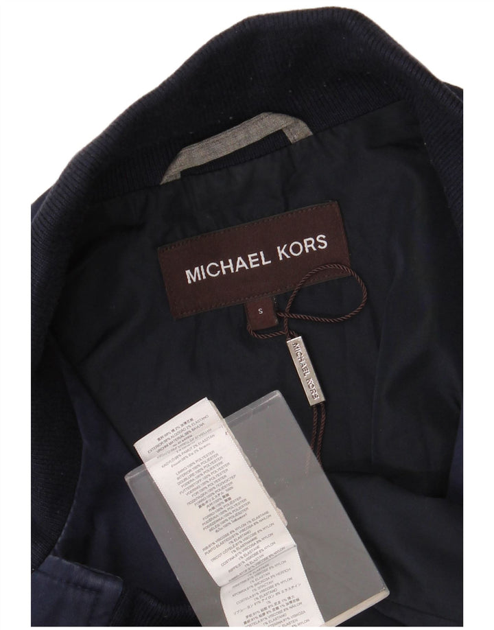 Michael Kors Herren Bomberjacke UK 36 Small Marineblaue Viskose