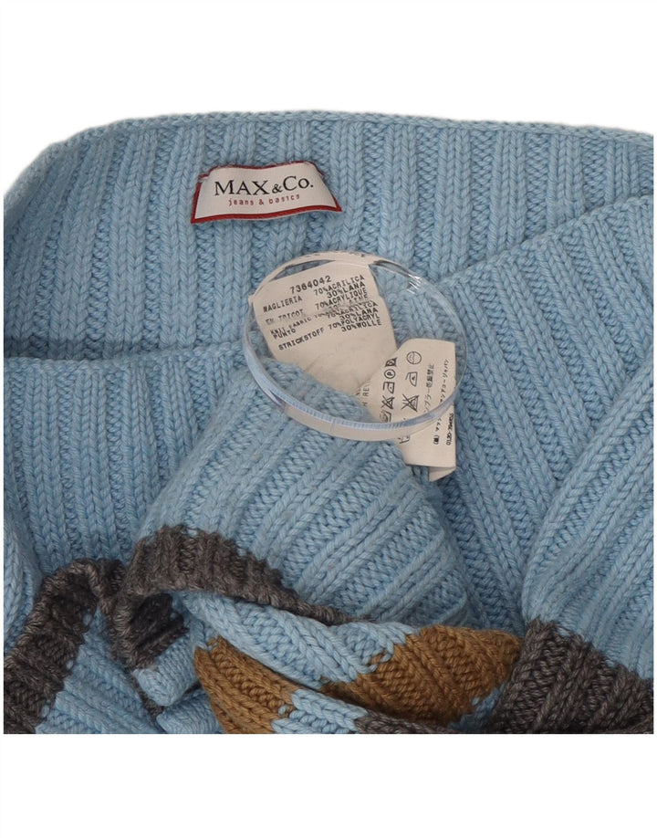 Max & Co. Damen-Pullover mit U-Boot-Ausschnitt, Gr. 10, Klein, Blau, Farbblock