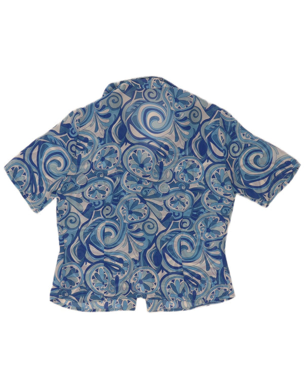 Marronetto Damen Kurzarm-Hemdbluse IT 44 Mittelblaues Paisleymuster