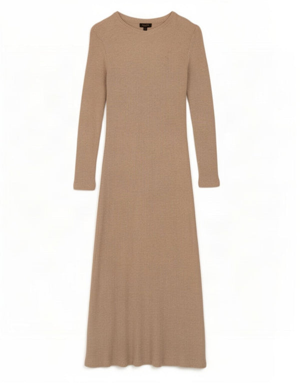 Massimo Dutti Damen Langarm-Pulloverkleid, Größe S, Beige, Baumwolle