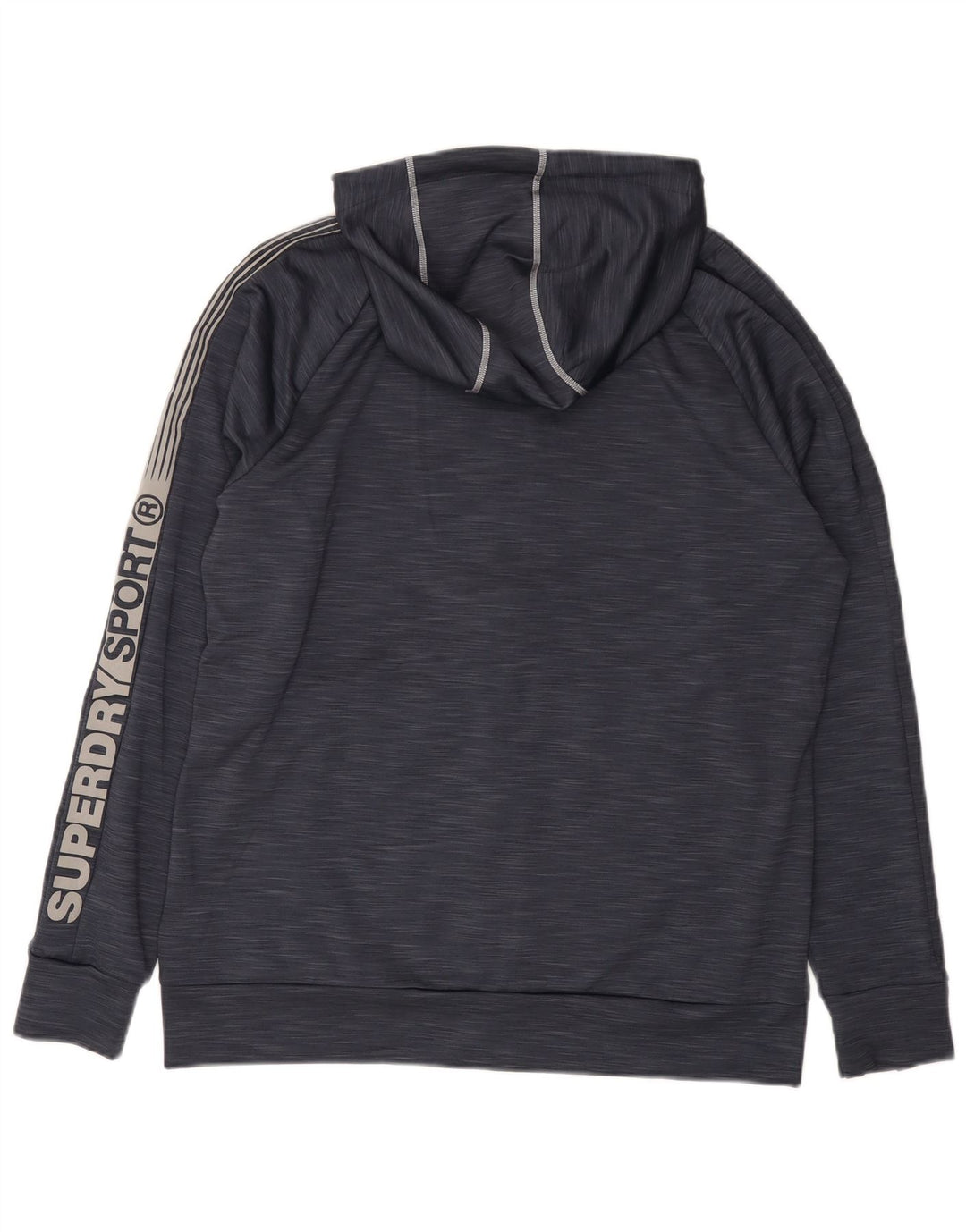 SUPERDRY Herren-Kapuzenpullover mit grafischem Reißverschluss, groß, marineblau gesprenkeltes Polyester