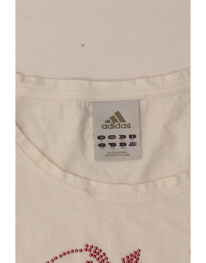 Adidas Damen Graphic T-Shirt Top UK 16 Large Weiß