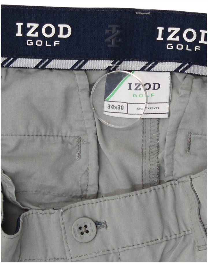 Izod Herren Chinohose W34 L30 Graues Polyester
