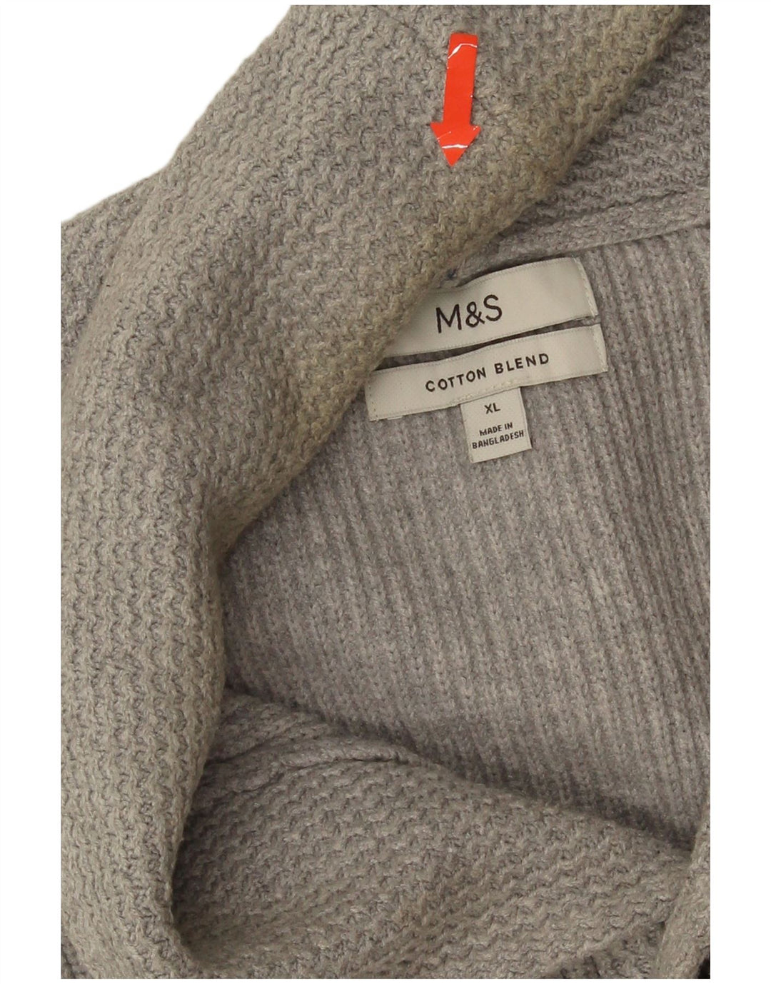 Marks & Spencer Herren-Cardigan-Pullover XL aus grauer Baumwolle