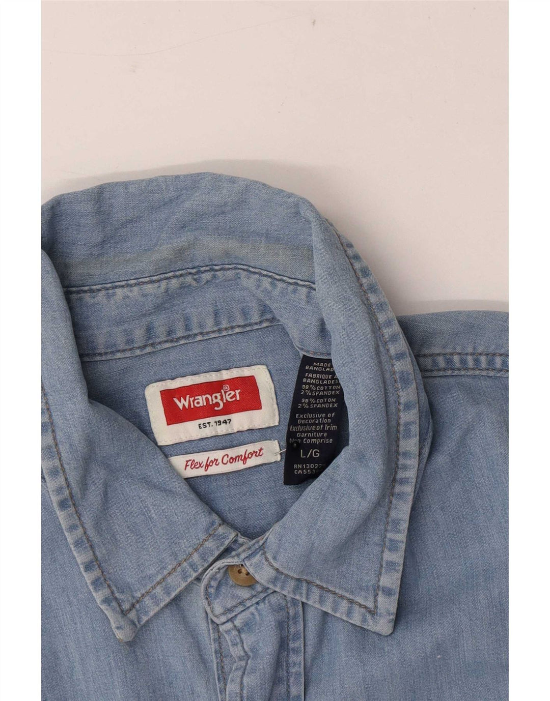 Wrangler Herren-Jeanshemd mit normaler Passform, große blaue Baumwolle