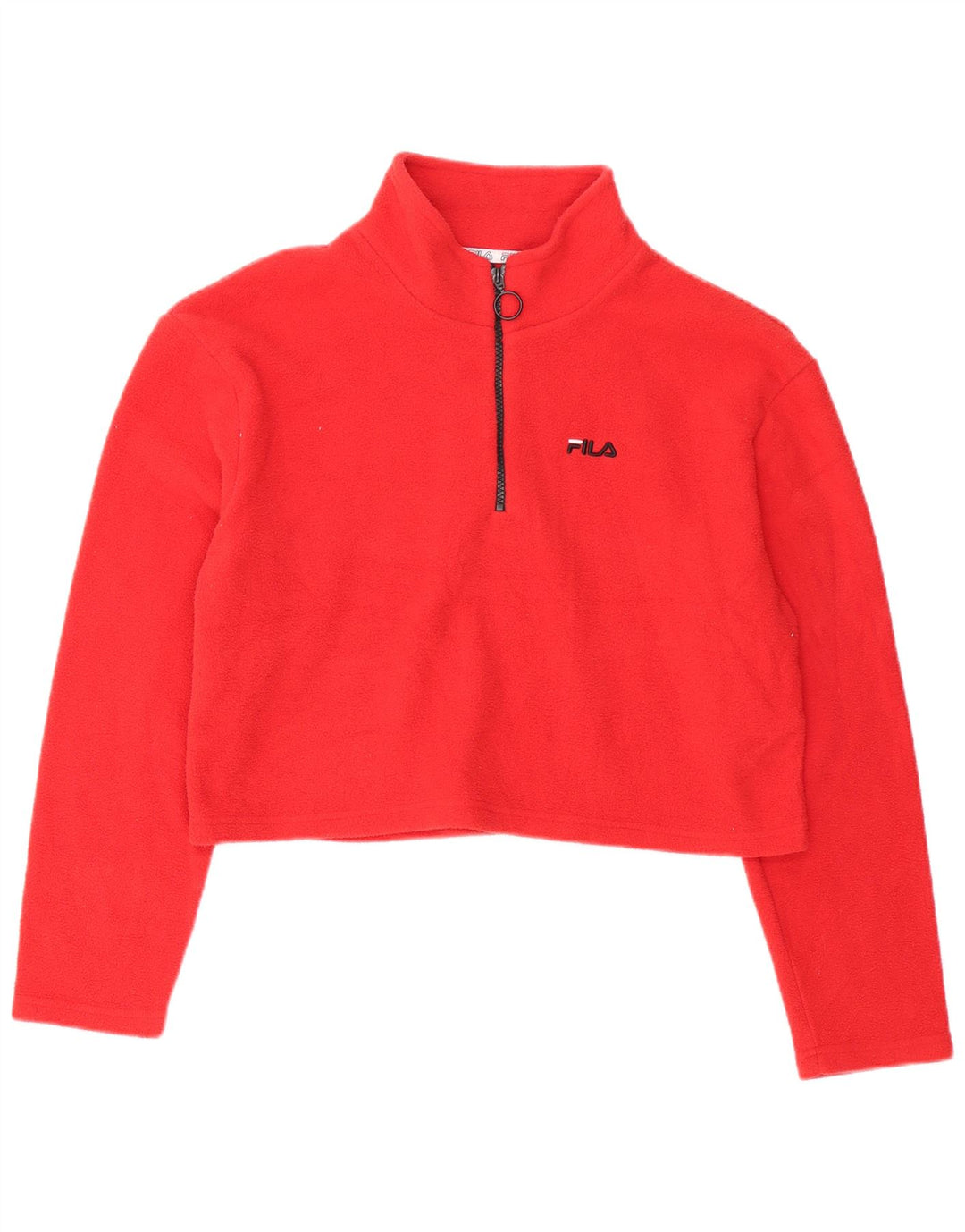 Fila Womens Crop Zip Neck Fleece Pullover UK 16 Large Rot Polyester