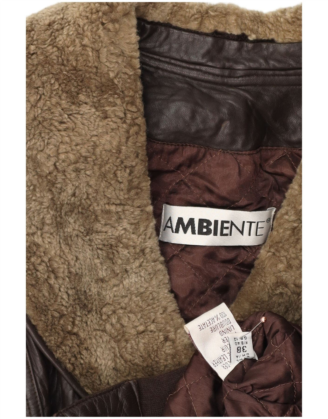 Ambiente Damen Crop Übergroße Lederjacke UK 12 Mittelbraunes Leder