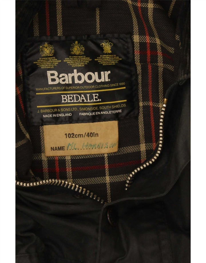 Barbour Herren Bedale Jacke aus gewachster Baumwolle, Größe 40, mittelschwarz