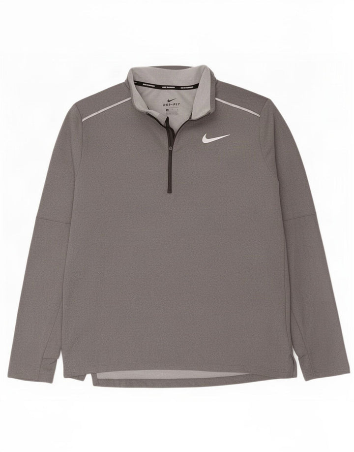 Nike Herren Dri Fit Pullover-Trainingsanzugoberteil mit Reißverschluss, Größe L, grau, Polyester