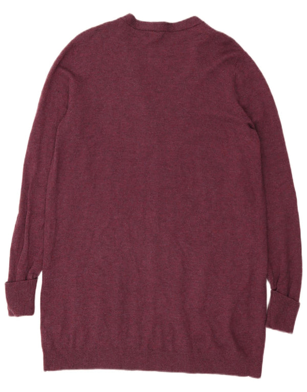 Fat Face Damen Longline Open Cardigan Pullover UK 14 Large Lila Wolle