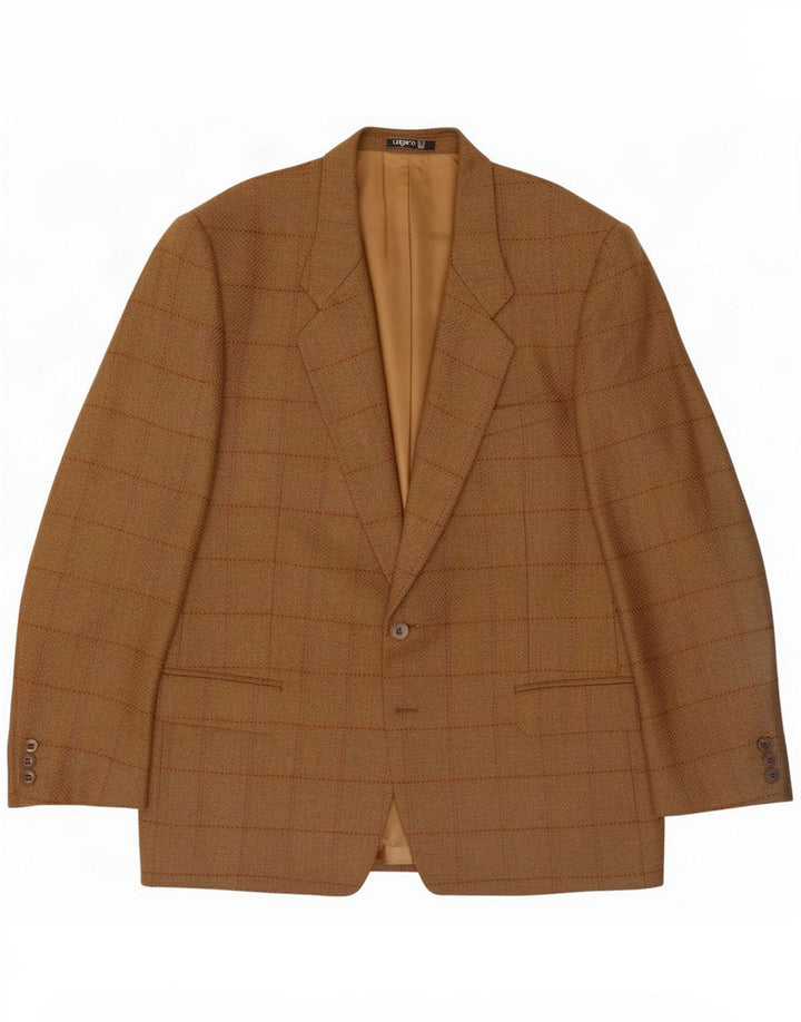 Ungaro Herren 2-Knopf-Blazerjacke IT 52 XL Khaki Check Schurwolle
