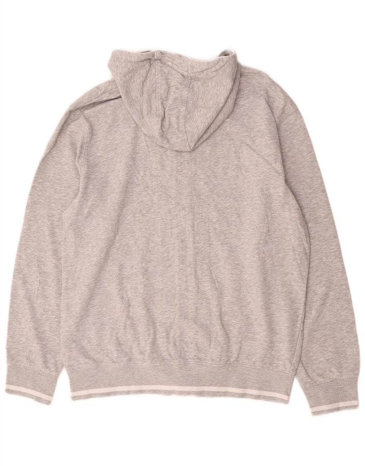 Ellesse Herren-Kapuzenpullover mit grafischem Reißverschluss, groß, graue Baumwolle