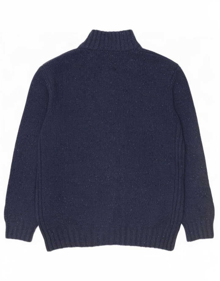 John Lewis Herren-Pullover mit Reißverschluss am Hals, mittlere marineblau gesprenkelte Wolle