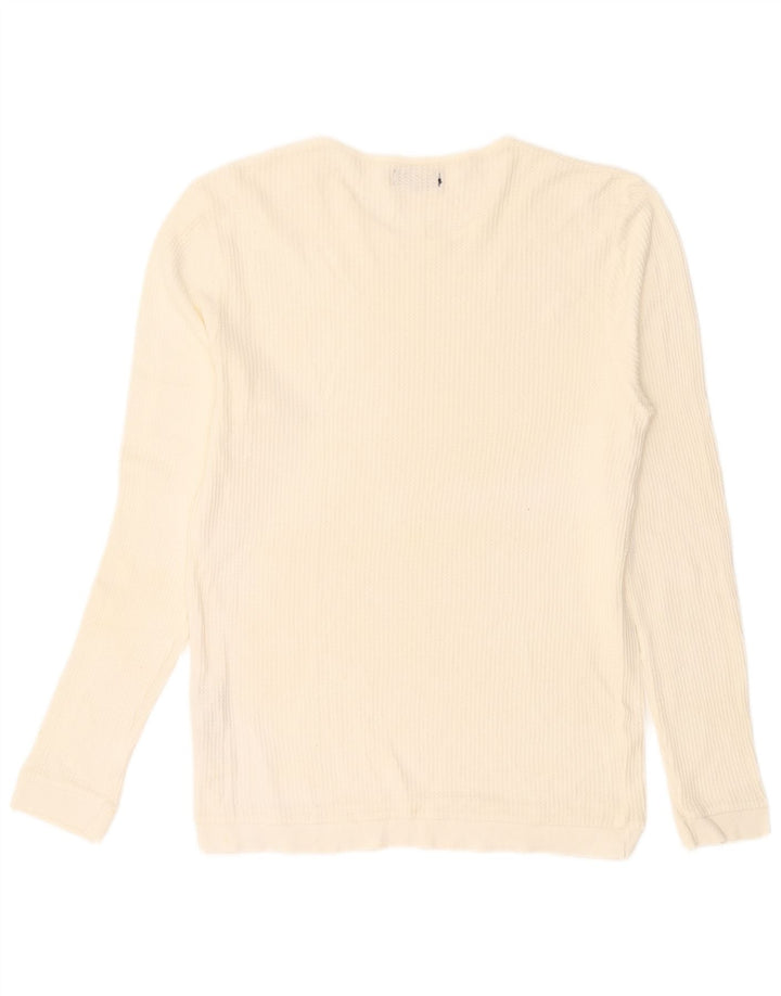 Zara Herren-Pullover mit Rundhalsausschnitt, mittlere, cremefarbene Baumwolle