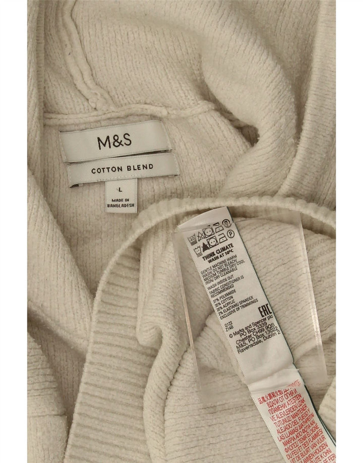 MARKS & SPENCER Womens Hooded Jumper Sweater UK 16 Large Off White Vintage Marks & Spencer and Second-Hand Marks & Spencer from Messina Hembry 