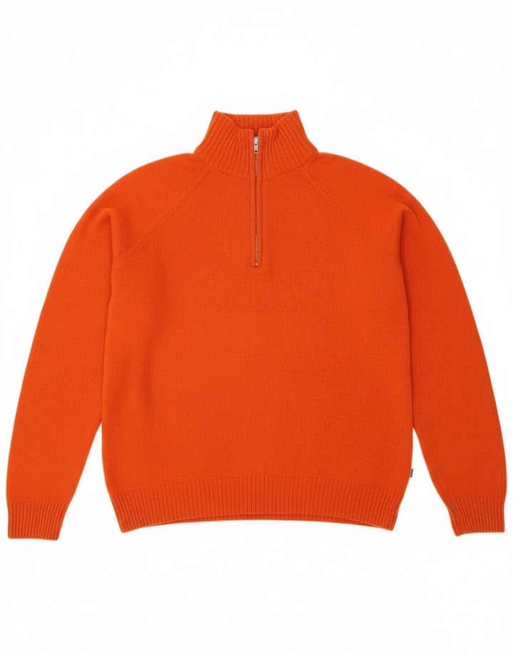 Asics Herren-Pullover mit Reißverschluss am Hals, mittelorange Wolle