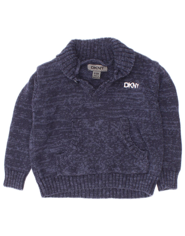 Dkny Baby-Jungen-Pullover mit Schalkragen, 6–9 Monate, Marineblau meliert