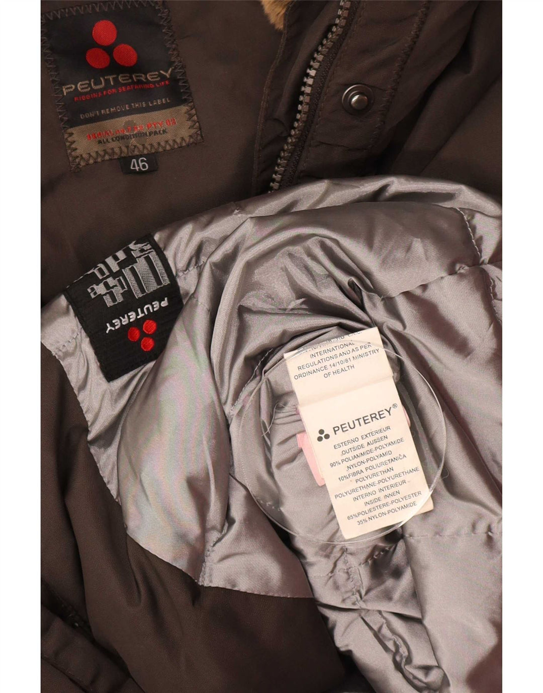 PEUTEREY Wattierte Damenjacke mit Kapuze IT 46 Large Brown Polyamid