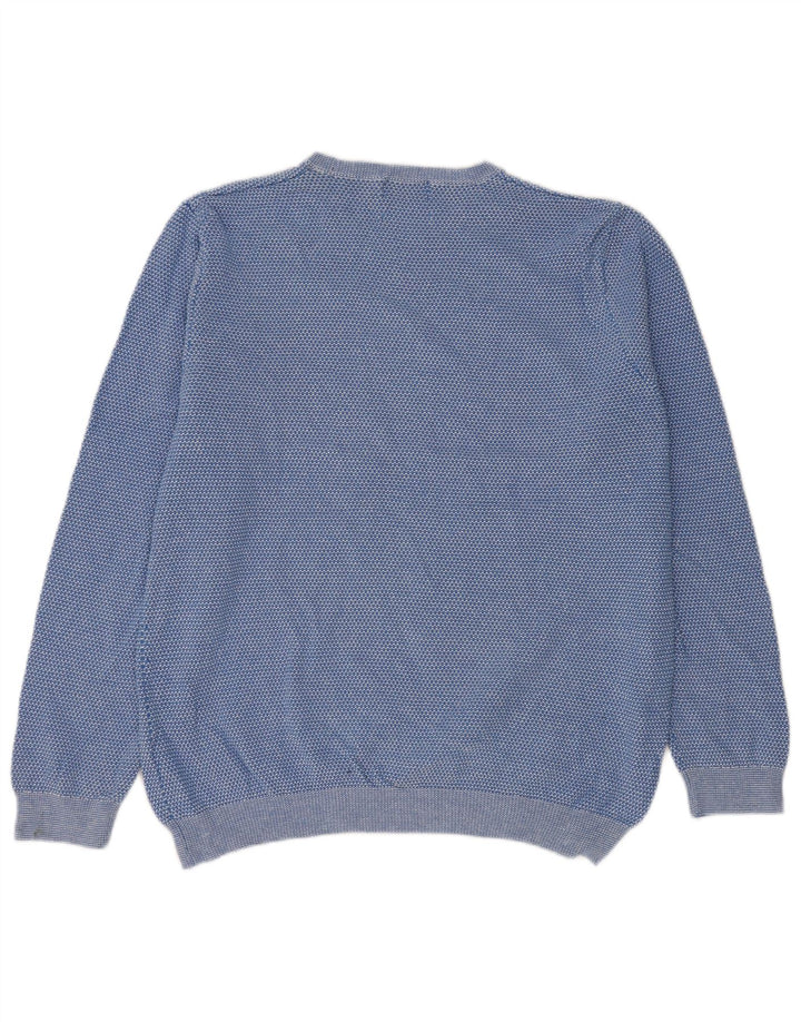 MARKS & SPENCER Herren-Pullover mit Rundhalsausschnitt, Größe L, aus blauer Baumwolle