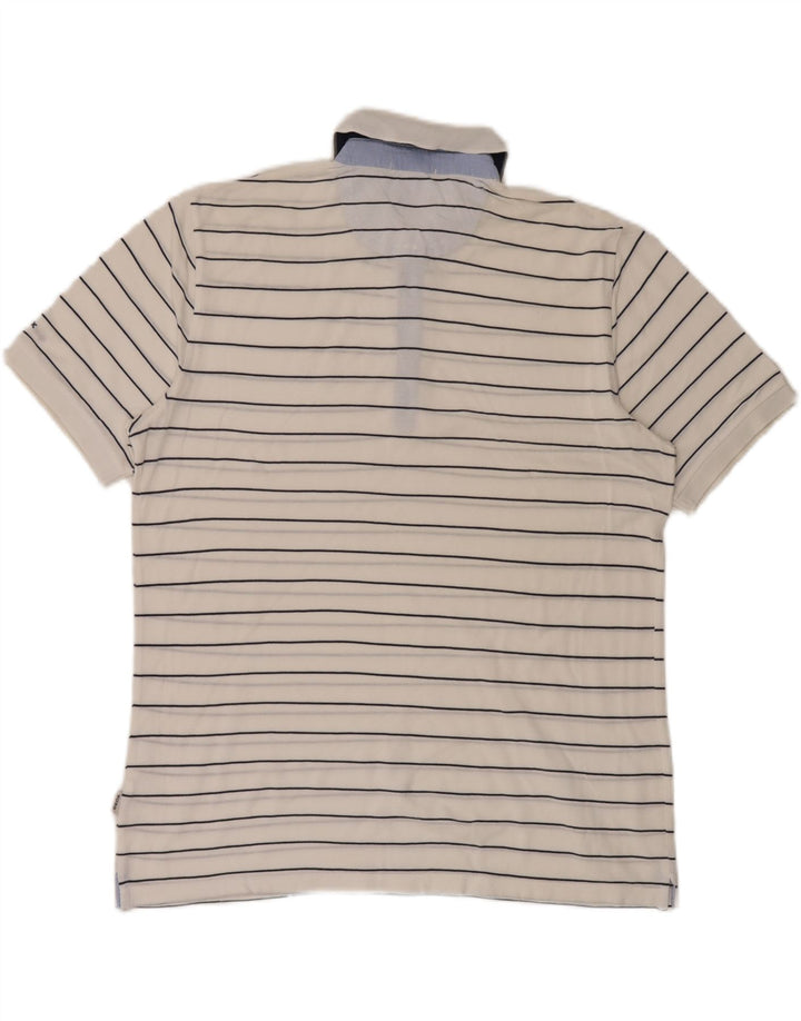 Geox Respira Herren-Poloshirt mit normaler Passform, groß, weiß gestreift