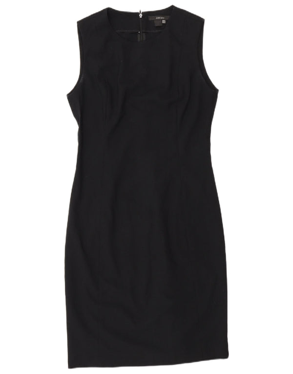 Zara Damen Ärmelloses Etuikleid EU 42 Large Schwarz
