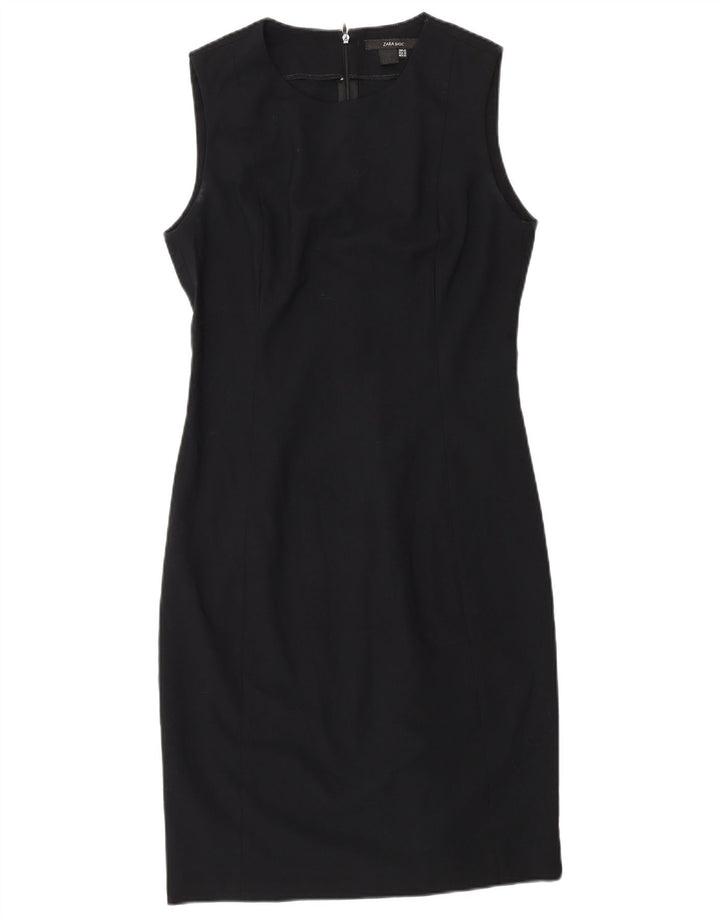 Zara Damen Ärmelloses Etuikleid EU 42 Large Schwarz
