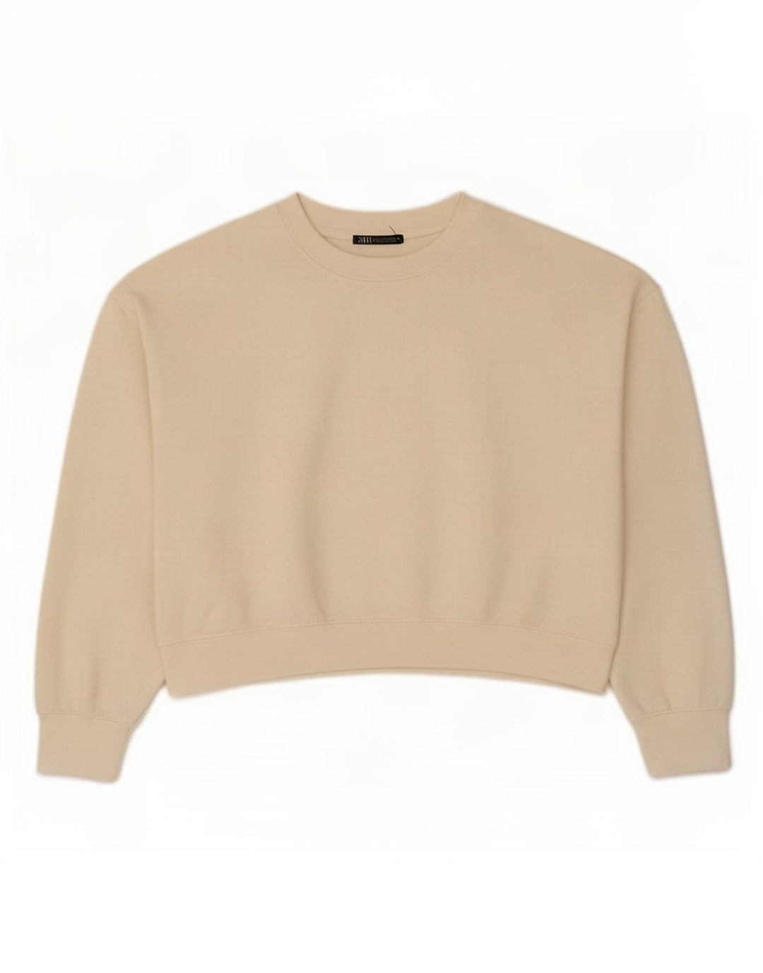 Zara Damen Crop Oversized Sweatshirt Pullover UK 14 Medium Off White