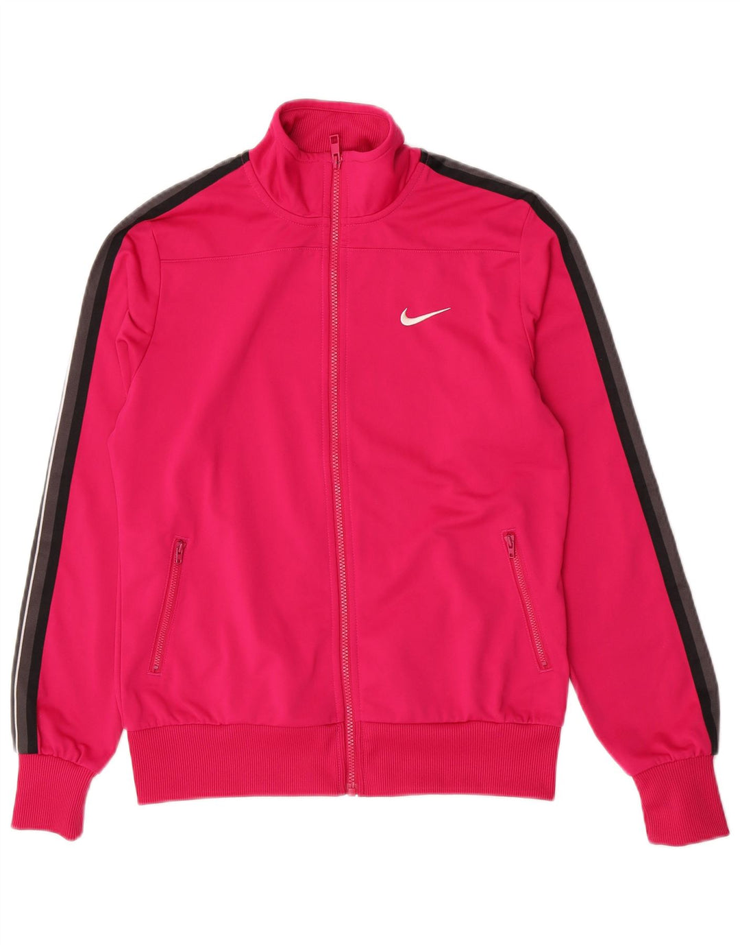 Nike Damen-Trainingsanzug-Top-Jacke, UK 14, groß, rosafarbenes Farbblock-Polyester