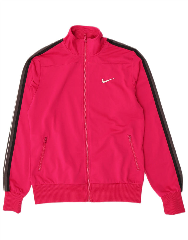 Nike Damen-Trainingsanzug-Top-Jacke, UK 14, groß, rosafarbenes Farbblock-Polyester