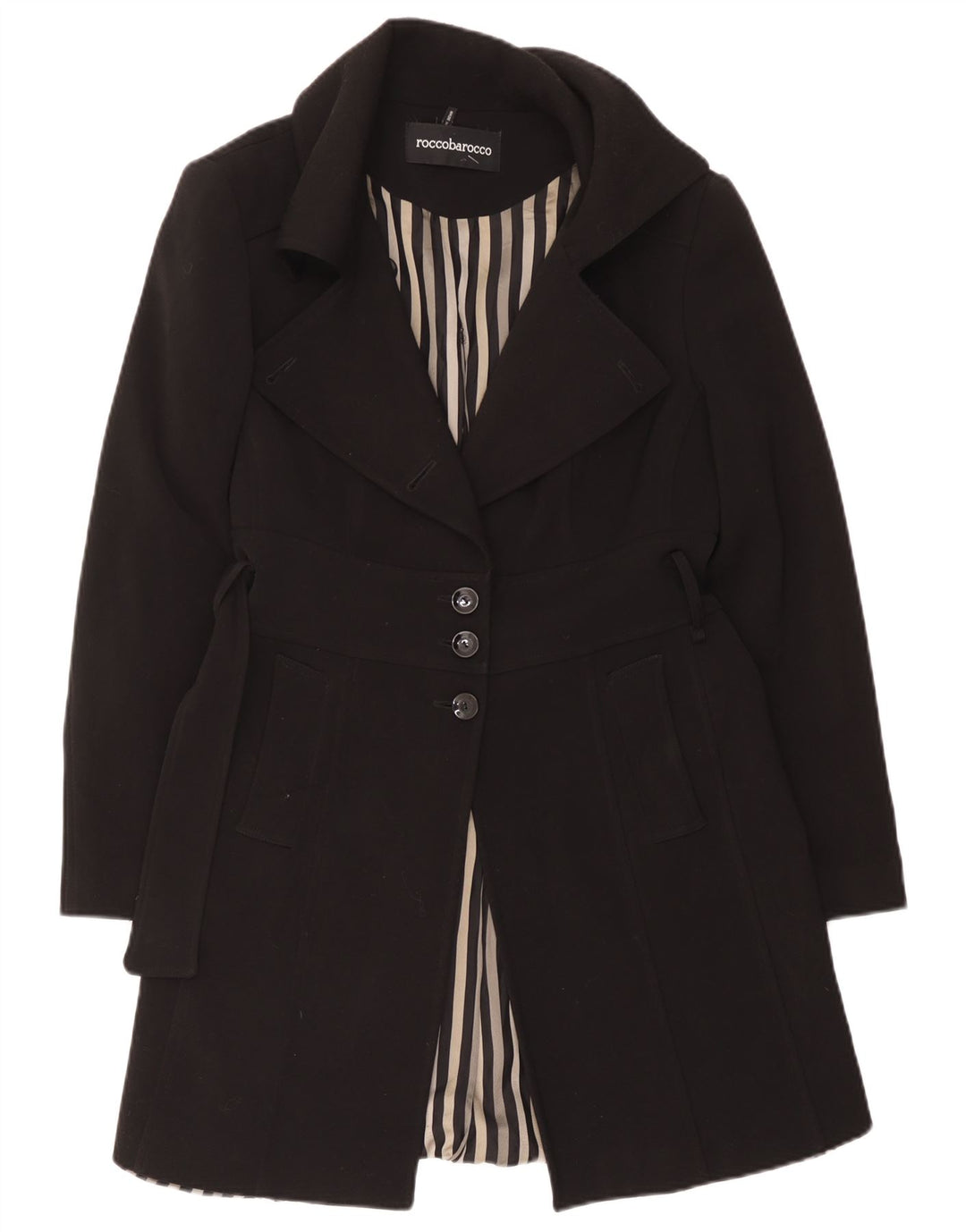 Roccobarocco Damen Mantel IT 48 XL Schwarz Polyester