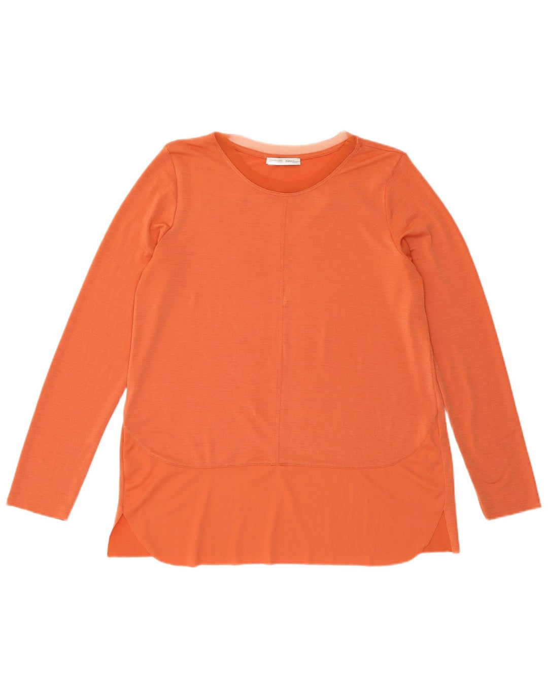 Zara Damen Top Langarm UK 14 Mittelorange Polyester