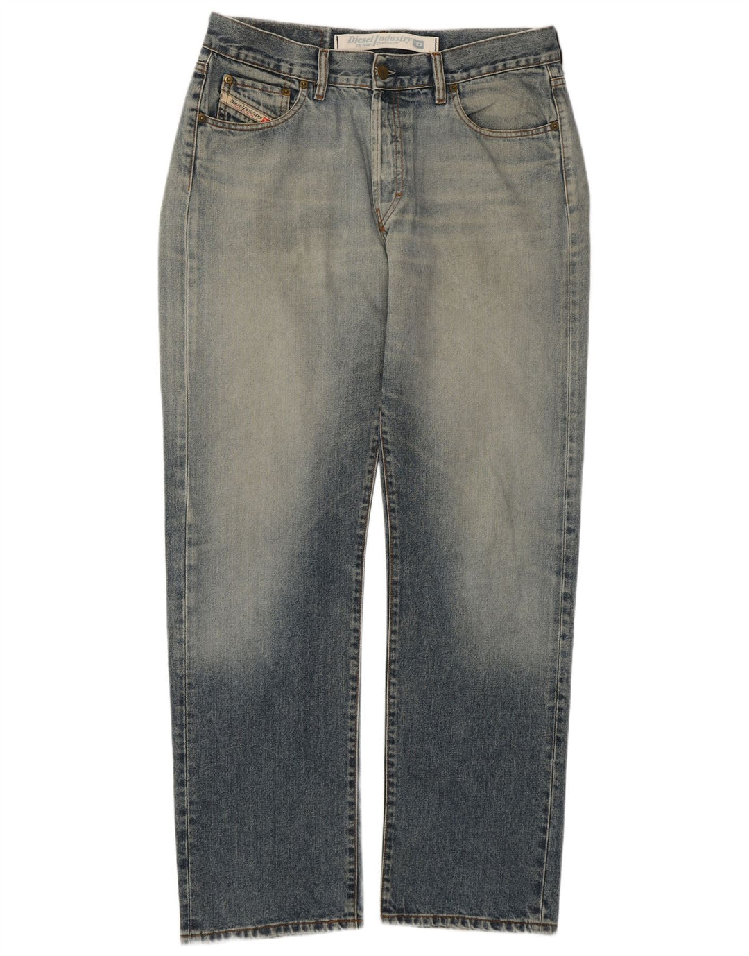 Diesel Herren Distressed Straight Jeans W34 L31 Blaue Baumwolle
