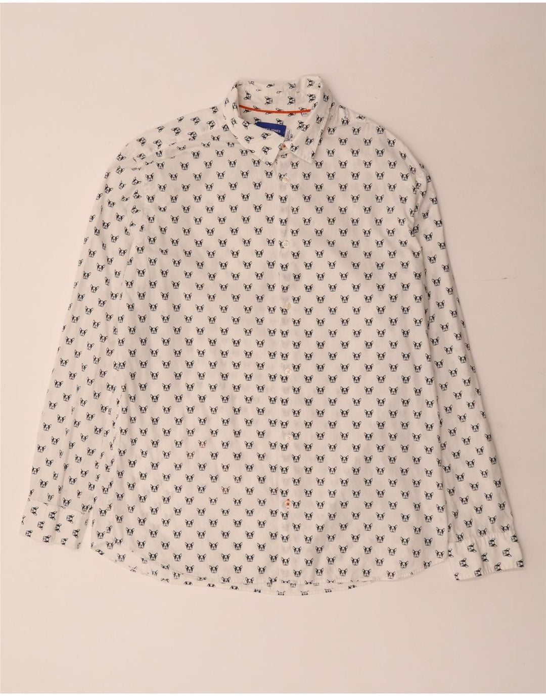 JACK & JONES Herrenhemd 2XL weiß gepunktete Baumwolle