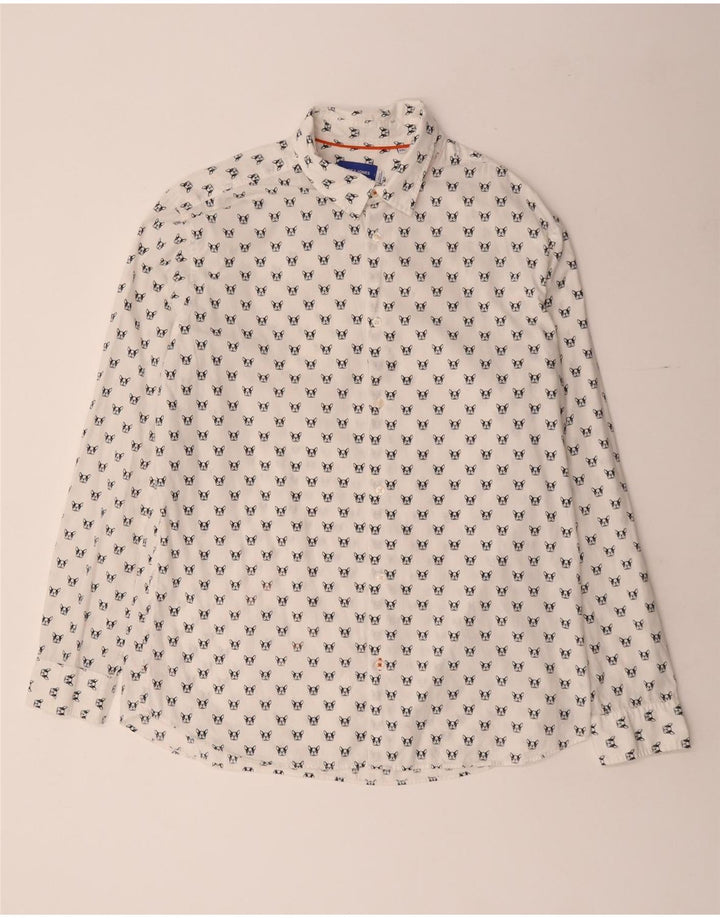 JACK & JONES Herrenhemd 2XL weiß gepunktete Baumwolle