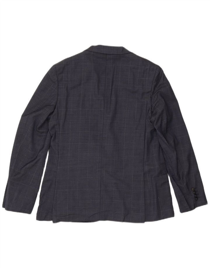 Marks & Spencer Herren-Blazer mit 2 Knöpfen, schmal, UK 42, XL, Marineblau kariert