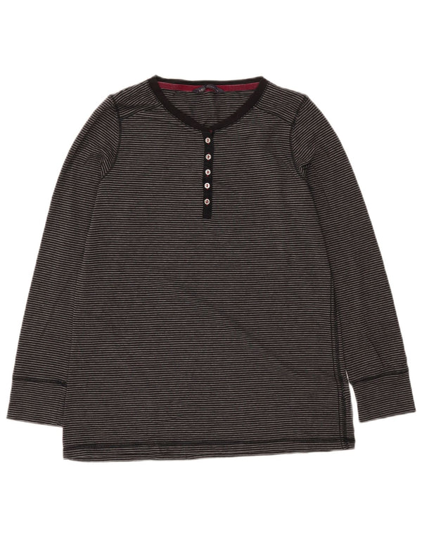 Marks & Spencer Damen Top Langarm UK 16 Large Grau gestreift Acryl