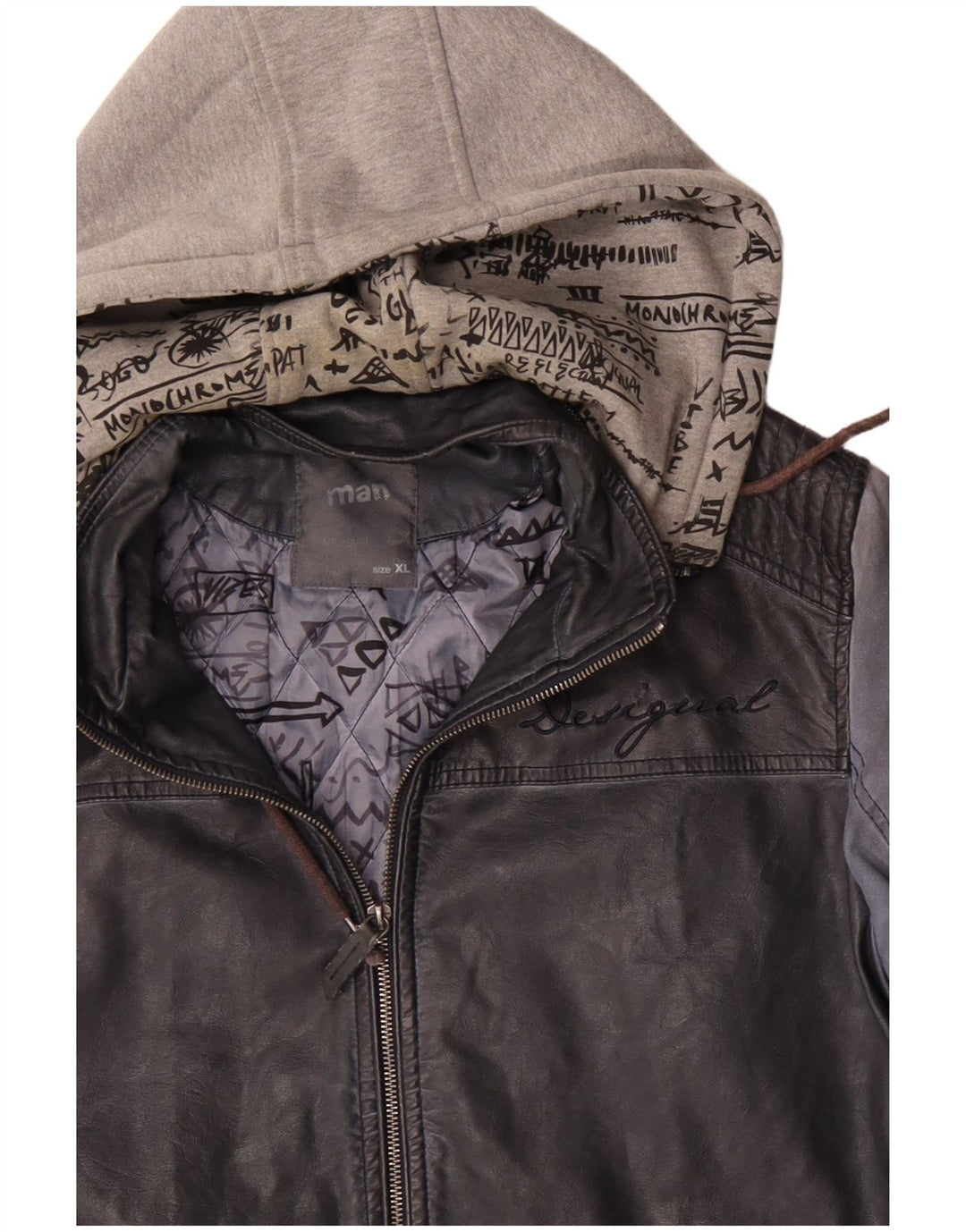 Desigual Herren Bomberjacke mit Kapuze UK 42 XL Marineblaues Polyurethan