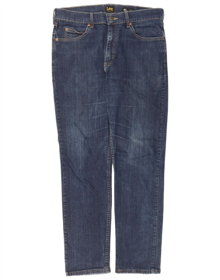 Lee Herren Slim Jeans W34 L32 Blaue Baumwolle