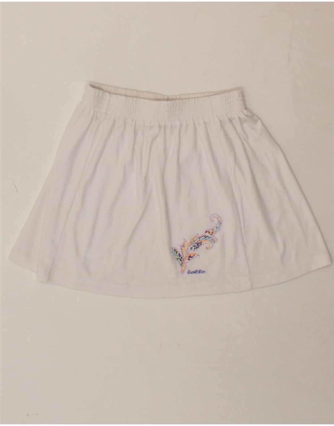 LOTTO Womens Graphic Tennis Skirt UK 10 Small  White Polyester Vintage Lotto and Second-Hand Lotto from Messina Hembry 