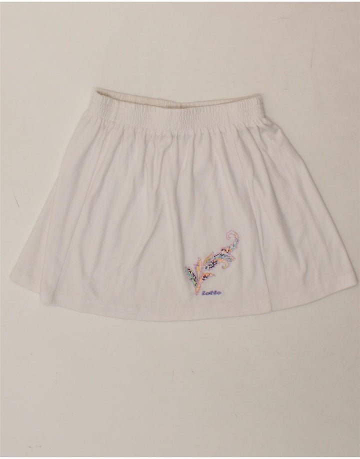 LOTTO Womens Graphic Tennis Skirt UK 10 Small  White Polyester Vintage Lotto and Second-Hand Lotto from Messina Hembry 