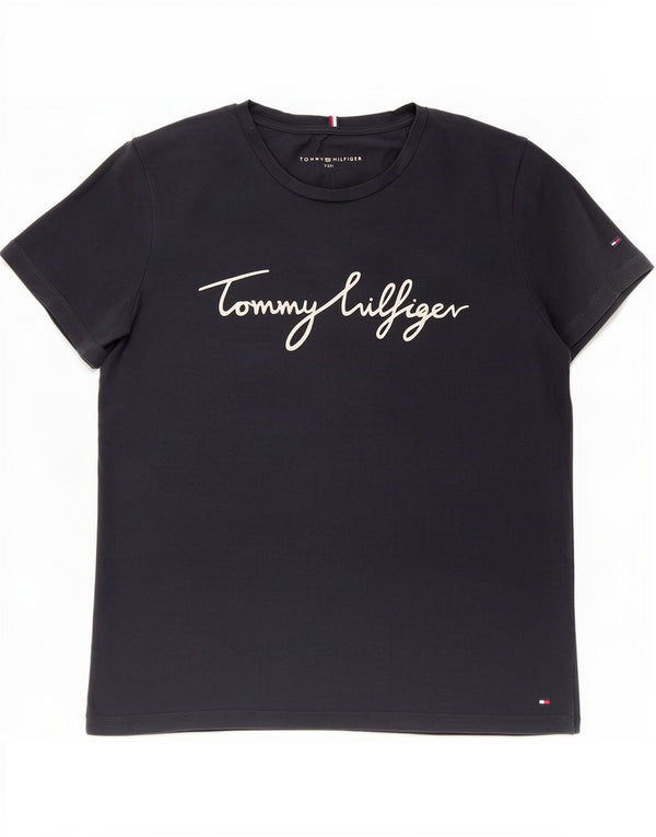 Tommy Hilfiger Damen-T-Shirt mit Grafik, UK 22 3XL, Marineblau, Baumwolle
