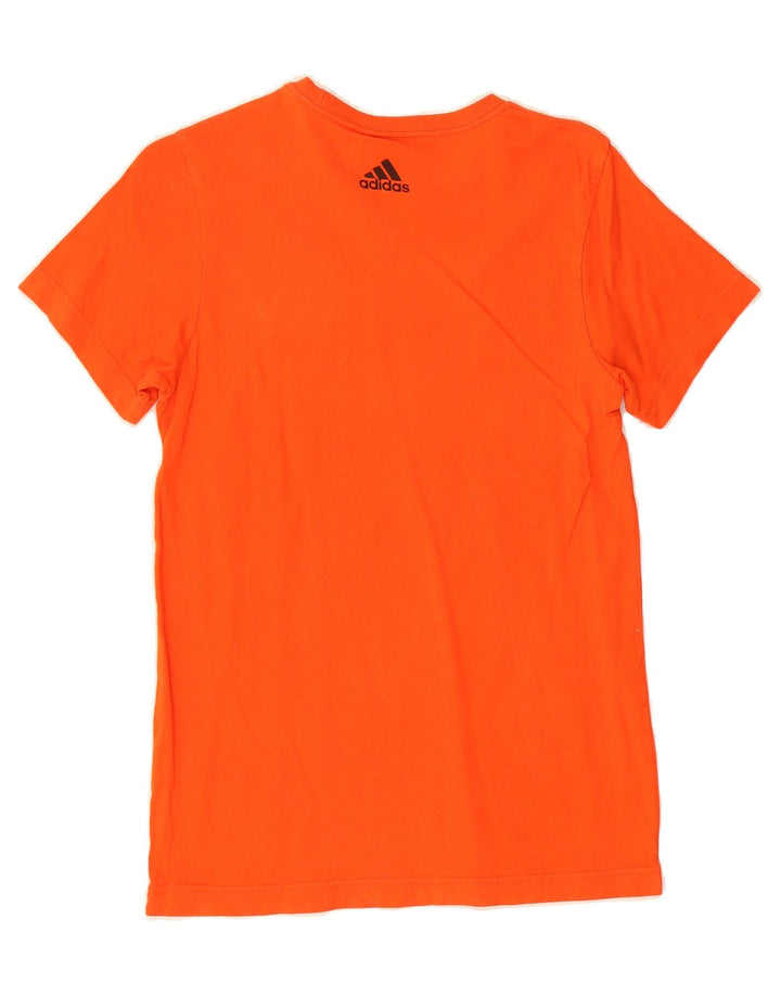 ADIDAS Mens Graphic T-Shirt Top Small Orange Striped Vintage Adidas and Second-Hand Adidas from Messina Hembry 