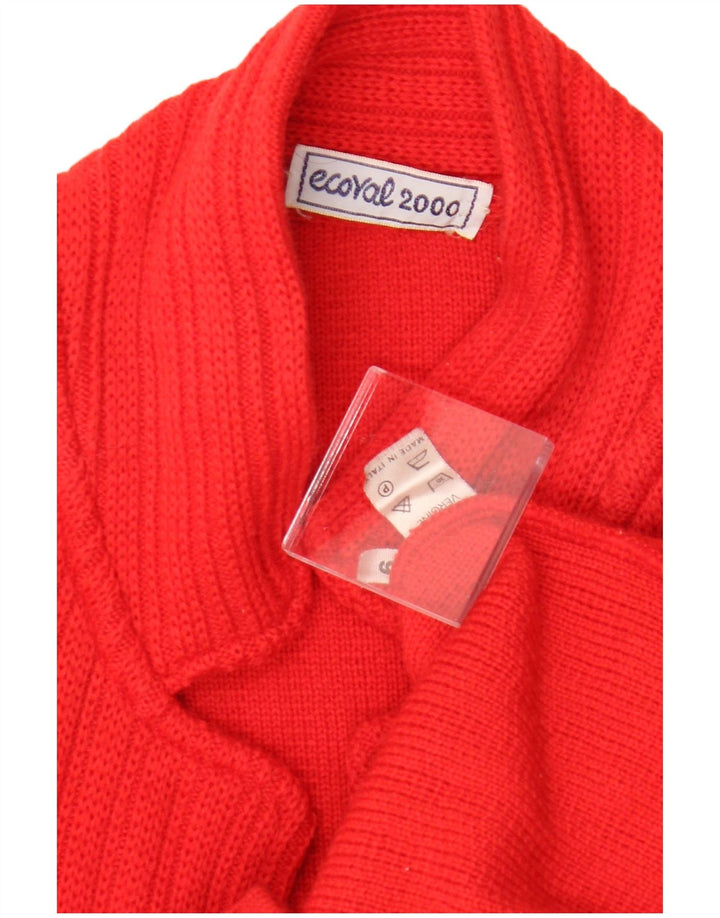 Vintage Damen Cardigan Pullover US 6 Mittelrote Schurwolle