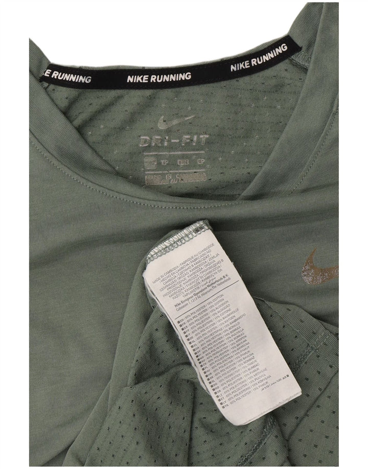 NIKE Damen Dri Fit T-Shirt Top UK 10 Small Grün Polyester