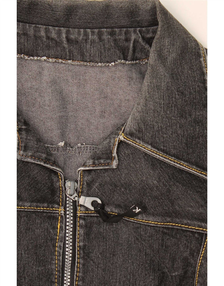 Vintage Damen Jeansjacke UK 14 Mittelgrau