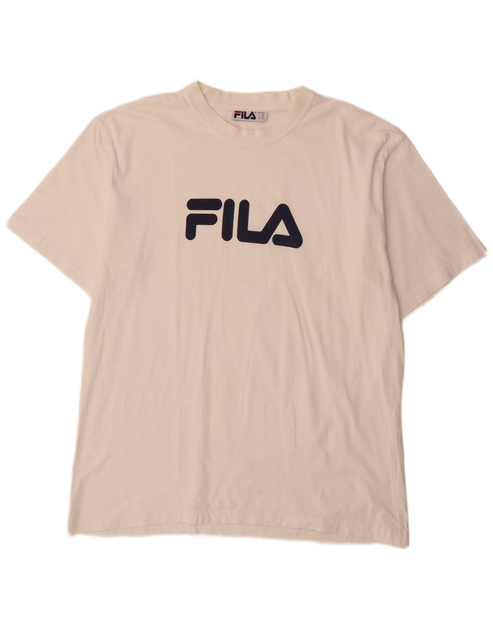 Fila Herren Regular Graphic T-Shirt Top IT 58 2XL Weiße Baumwolle