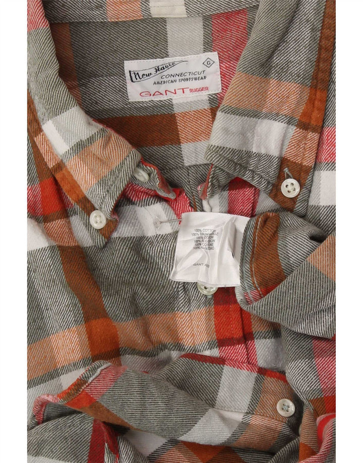 Gant Herren-Flanellhemd, mittelgroß, mehrfarbig, kariert, Baumwolle