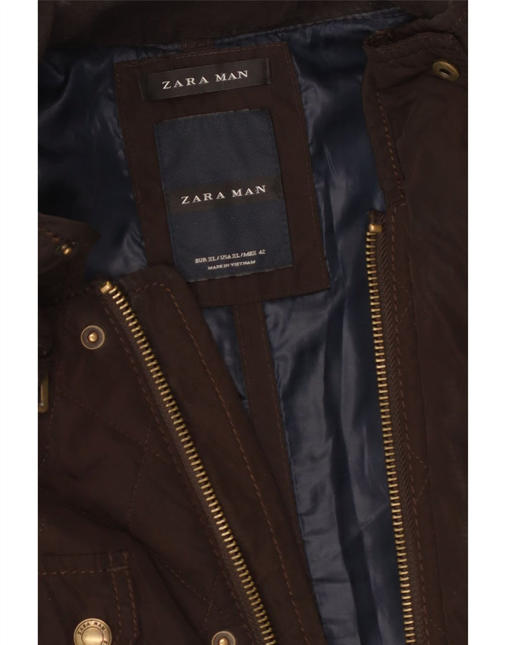 Zara Herren Militär-Steppjacke UK 42 XL Braun